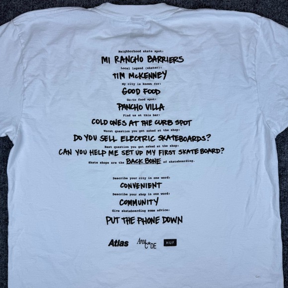 Atlas X HUF Area Code T-Shirt White Orange Black Atlas Collaboration Size Large - Picture 4 of 9